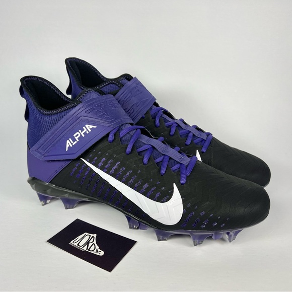 Nike Alpha Menace Pro 2 Mid Purple Black Football Cleats Size 12 - Picture 2 of 10